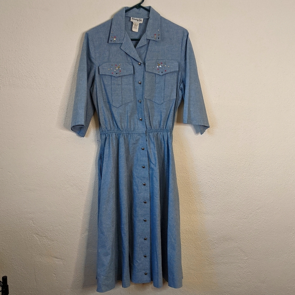 SOLD Vintage Henry Lee Jean Dress w/ Embellishments